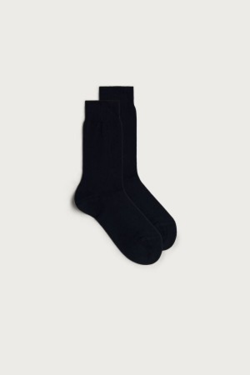 Blue Intimissimi Short Warm Cotton Socks | YCAGT98581