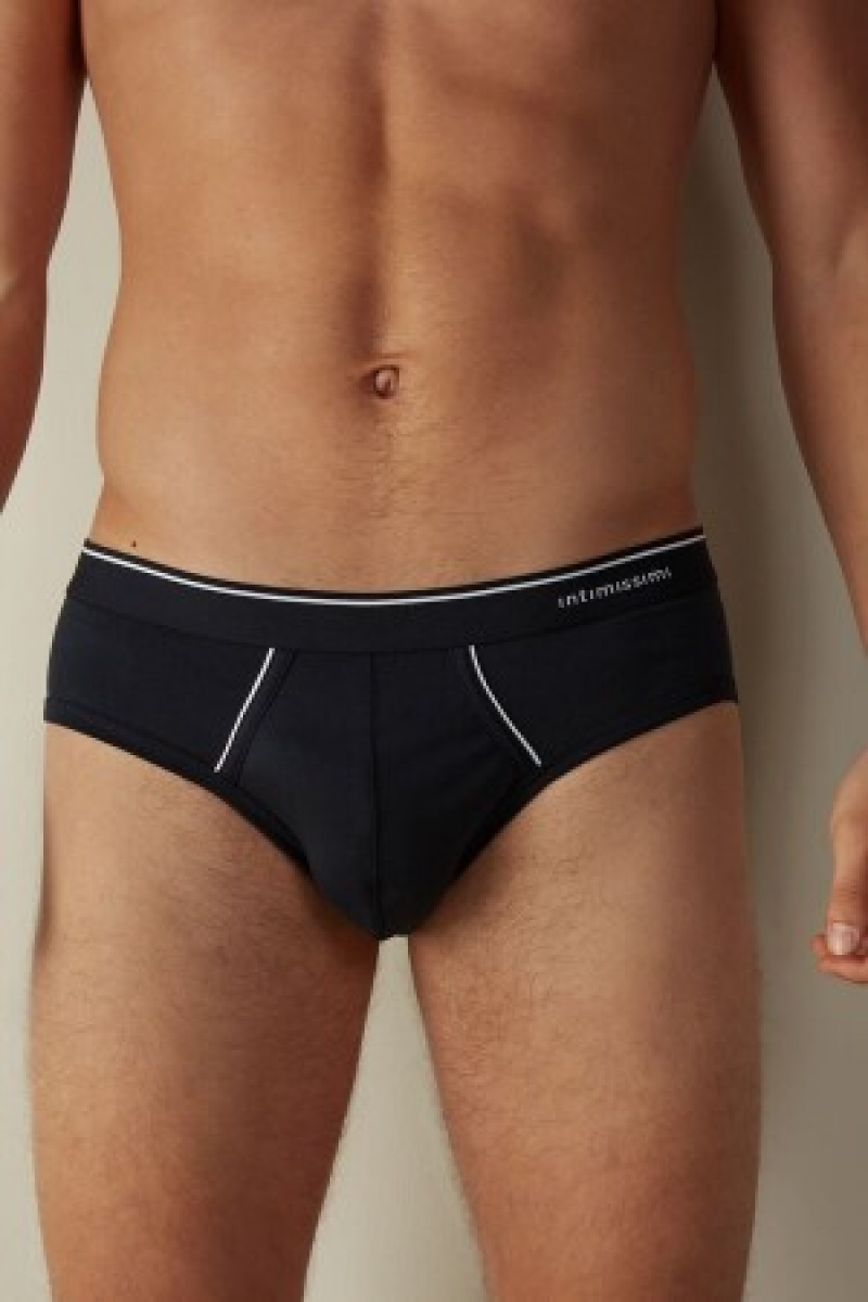 Blue Intimissimi Supima Cotton Briefs with Visible Elastic | CAIIZ55638