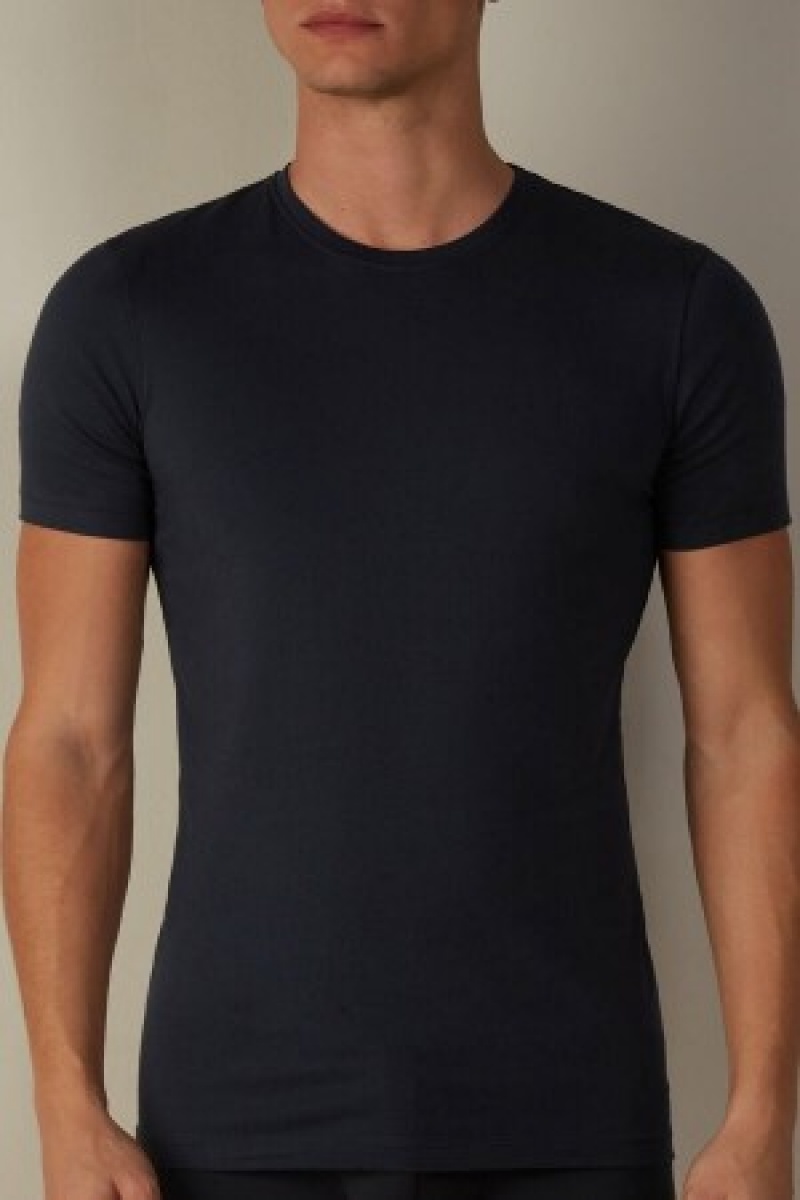 Blue Intimissimi T-shirt in Stretch Supima® Cotton | ACAWC16083