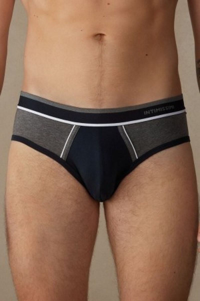 Blue Intimissimi Two-Tone Stretch Supima® Cotton Briefs | CAXMI94377