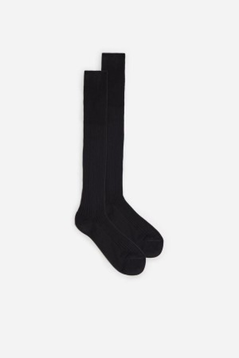 Grey Intimissimi Tall Ribbed Egyptian Cotton Socks | FCAHY26574