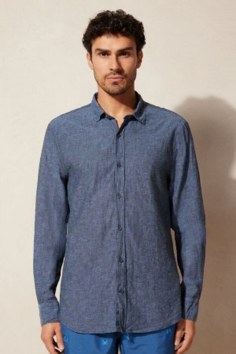 Blue Intimissimi Linen and Cotton Shirt | MCAFT78567